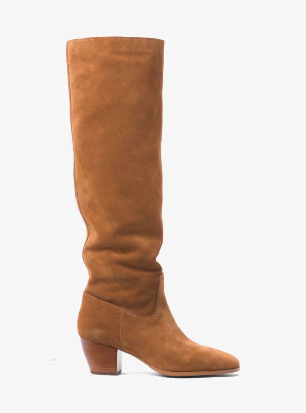 Damske Vysoke Cizmy Michael Kors Avery Suede Hnede - Topanky Michael Kors Levně | DNZMC-8092
